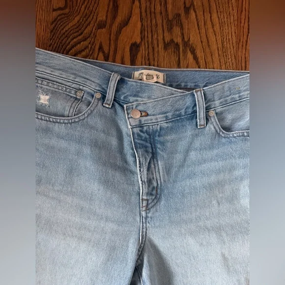Madewell light wash low slung straight jeans asymmetrical 29 - Picture 6 of 10
